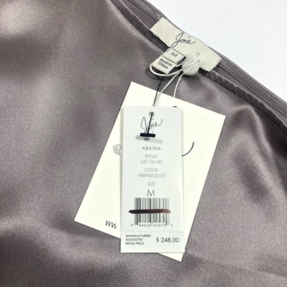 NWT Joie Abatha Vintage Steel Silk OneShoulder Top - Picture 4 of 5